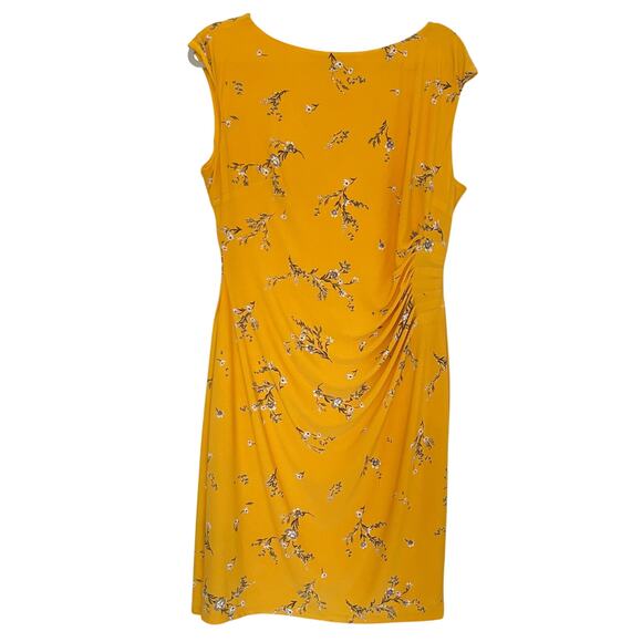 Lauren Ralph Lauren Ruched Floral Boatneck Women's Dress Size 16 - Picture 1 of 13